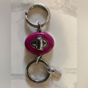 Coach Key Chain Turn Key  Valet Key Chain  Pink/Silver Ring- no box -never used